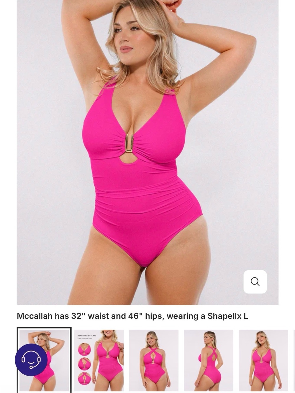 Magenta One-Piece Swimsuit with Front Ring Detail